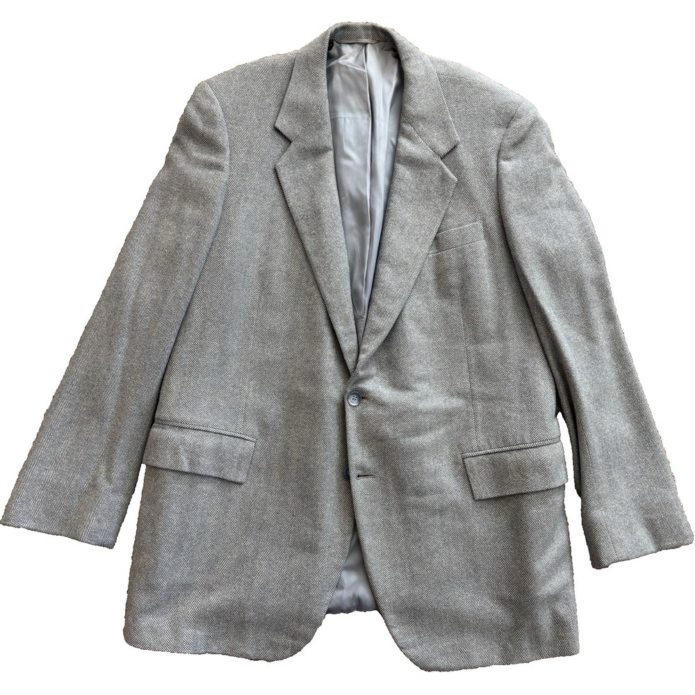 vintage mens blue herringbone Cashmere blazer jacket sport suit coat usa 44 L